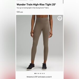 NWT $98 Lululemon Wunder Train High-Rise Crop 25” Nomad